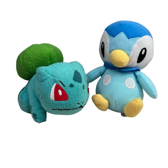 Pokemon Plush Lot Tomy Bulbosaur Toy Factory Piplup 2 Piece Stuffed Animal - Picture 1 of 15